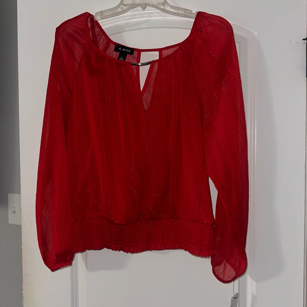 A. Byer Women's Vibrant Red Blouse